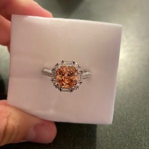 Bomb party:ring champagne cubic zirconia .925 sterling silver ring